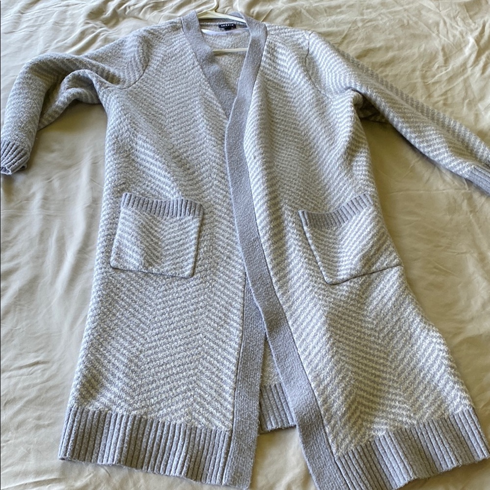 Torrid Soft Gray Chevron Knit Cardigan